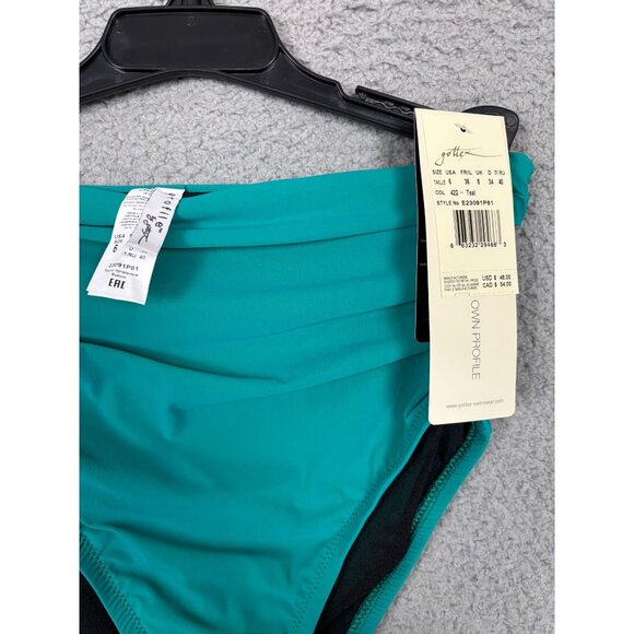 Gottex High Waisted Ruched Swimsuit Bikini Bottom Green Size 6 New With Tag's. - Picture 6 of 8